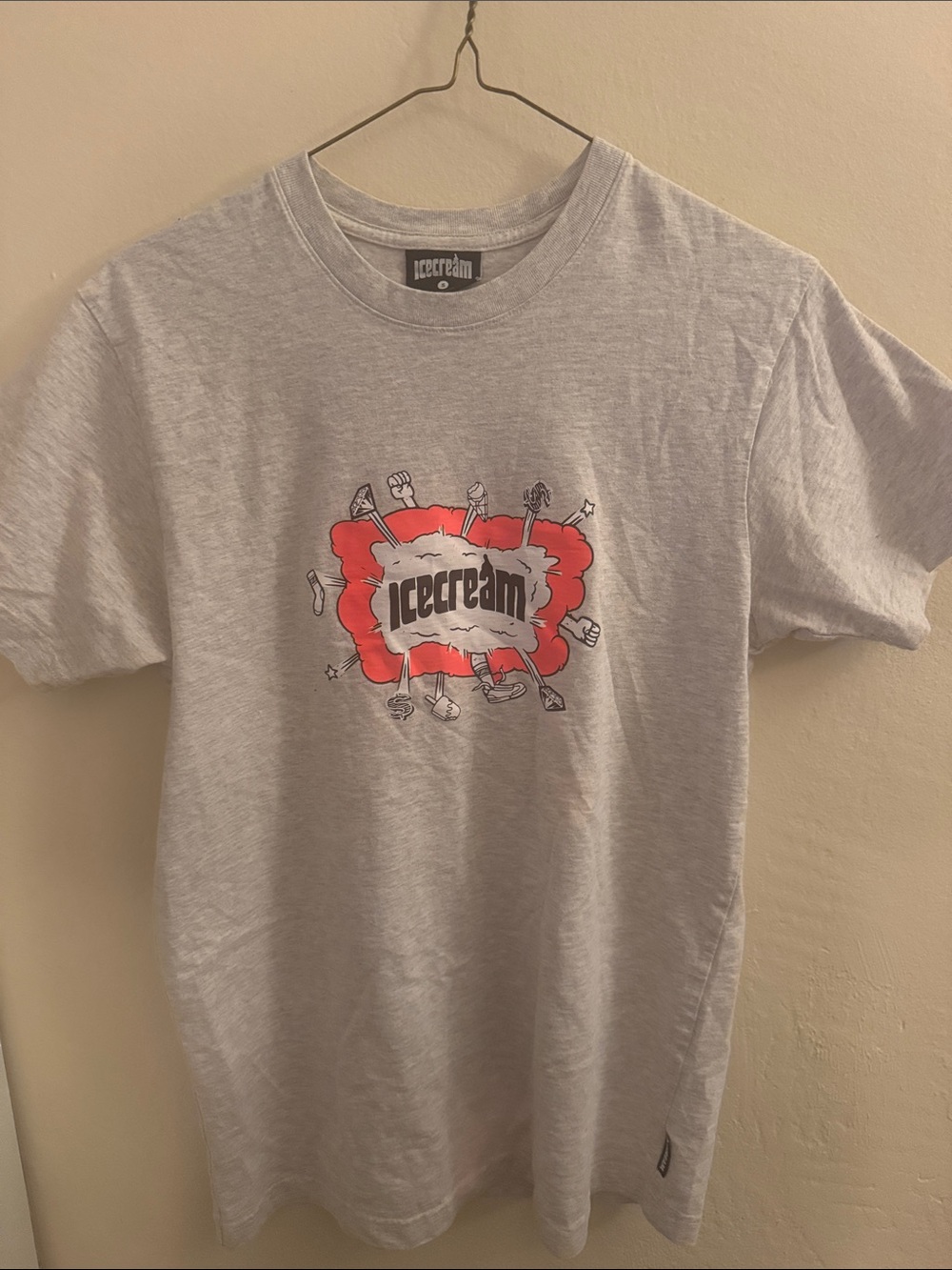 Icecream Light Gray Tee with Graphic Logo
